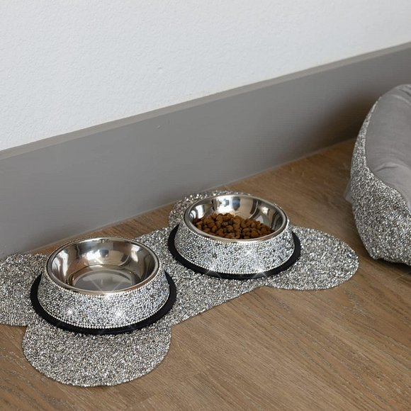 NEW Sparkling Bling Swarovski Crystal Rhinestone Stainless Pet Placemat … - Picture 5 of 14